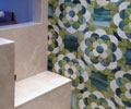 Shower stall w/custom glass mosaic