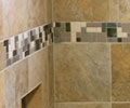 Tub-surround with glass mosaic feature